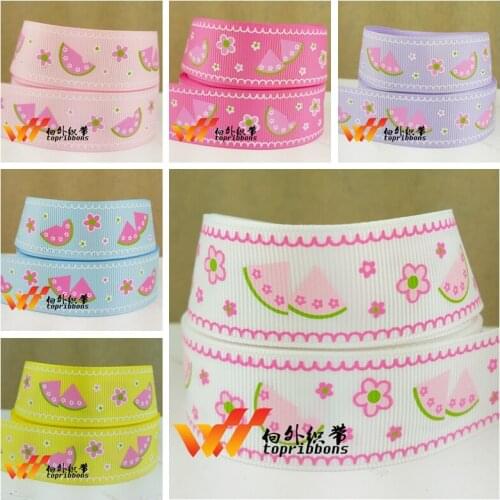 Free shipping 50 yard 1" watermelon printed grosgrain ribbon SP-51-022