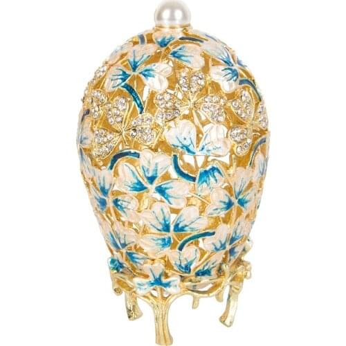 FABERGE EGG brand metal material Hollow out Flower Painting craft and souvenir for home decor