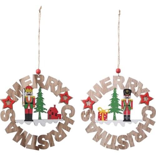 Wooden Nutcracker Soldier Merry Christmas Tree Hanging Pendant Home Decoration Xmas Ornaments