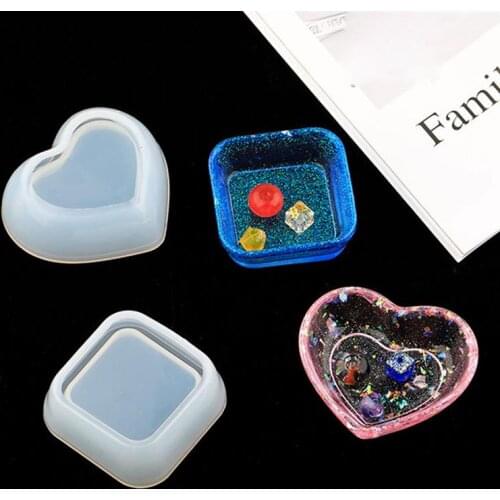 DIY Crystal Epoxy Resin Jewelry Display Storage Tray Silicone Mold Heart Square Shape Plate Handamde Resin Crafts Resin Moulds