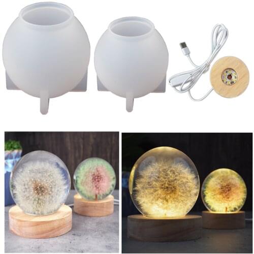 DIY Silicone Epoxy Resin Mold Round Ball Night Light Silicone Mold LED Night Light Lamp Holder Bottle Silicone Mold Hand-made