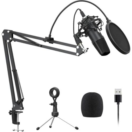 USB Microphone Plus Cardioid Condenser Podcast Mic 192kHz/24bit Plug and Play, Provide Two Mic Holders for Livestreaming, Voice