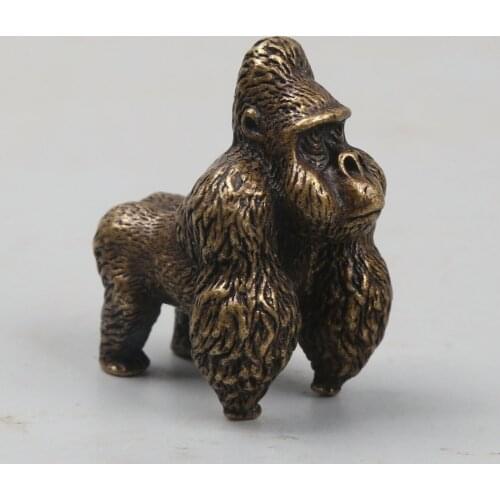 37MM/1.5" Collect Curio Rare Chinese Bronze Exquisite Forest Animal Orangutan Pongo Satyrus Pongo Pygnaeus Orang-utan Statue 86g