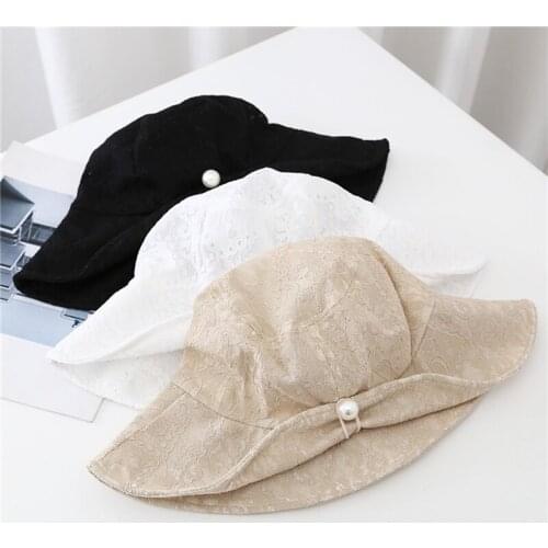 Lace Bucket Hat Women Cute Floral Fisherman Hat Summer Beach Visor Adjustable Ribbon Wide Brim Bonnet Elegant Cap Luxury