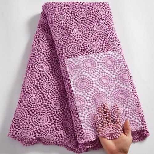 SJD LACE Pink African Guipure Lace Fabric 2021 New High Quality Guipure Sewing Embroifery Fabrics 5 Yards Dresses For WomemA2523