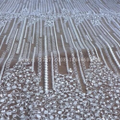 La Belleza New ivory Robin sequins embroidered wedding dress lace fabric 51'' width