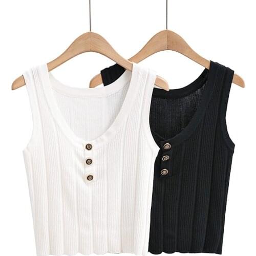 JC·KILIG 2021 Summer Sleeveless Knitted Suspender Bottomed Waistcoat for Women S3301