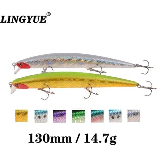 LINGYUE New 1pcs Fishing Lure Minnow 130mm/14.5g Retail Box Artificial Bait 3 Hooks Tight Wobblers Crankbait Hard Leurre Pesca