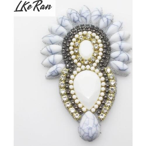 Fashion 2Pc 62x92mm Classic White Myitsone Acrylic Rhinestone Applique milky color for dress hair accessory DIY Shoes decoration