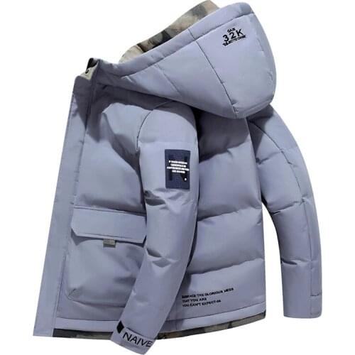 Winter Warm Men Solid Color Casual Parkas New Brand Mens Hood Collar Warm Thick Jacket Male Fashion Thermal Winter Parka Hat