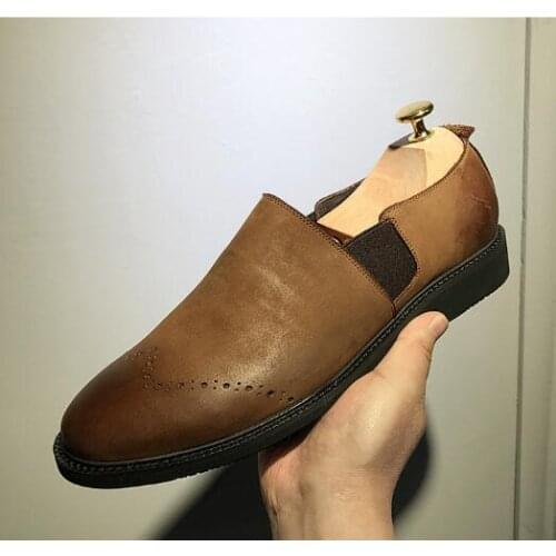 British Style Men Loafers for men Flat heel Handmde Real leather Fashion Hot Mans Formal Business Shoes 2018