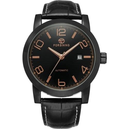 New FORSINING 2020 Fashion Brand Luxury Black Leather Strap Dress Analog Automatic Self Wind Auto Date Men Mechanical Watch Gift