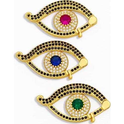 OCESRIO Brass Evil Eye Charms for Jewelry Making 14K Gold Plated Accessories Blue Eye Pendants for Jewelry Making pdta288