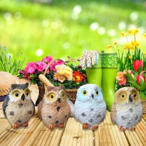 P15D Miniature Resin Night Owl Figurine Fairy Garden Mini Animal Statue Toy for Micro Landscape Plant Pots Moss Terrarium Bonsai