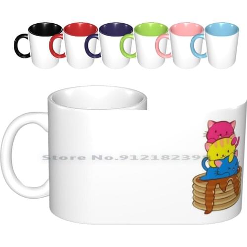Pansexual Pride Flag Kawaii Cats On Pancakes Ceramic Mugs Coffee Cups Milk Tea Mug Pansexual Pride Lgbt Lgbtq Lgbtqa Pan Pride