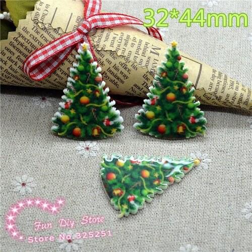 Planar Christmas tree printed Flat back Scrapbooking 50pcs/lot 32*44mm