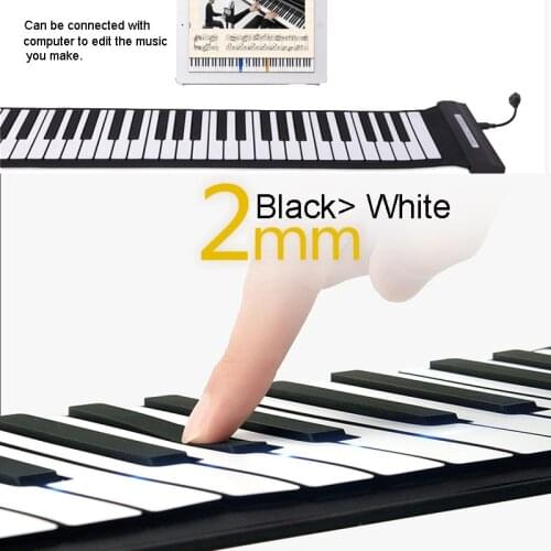 Portable Piano Flexible Digital Roll Up Piano Keyboard Silicone Folding Electronic Keyboard Built-in Speaker Musical Instruments