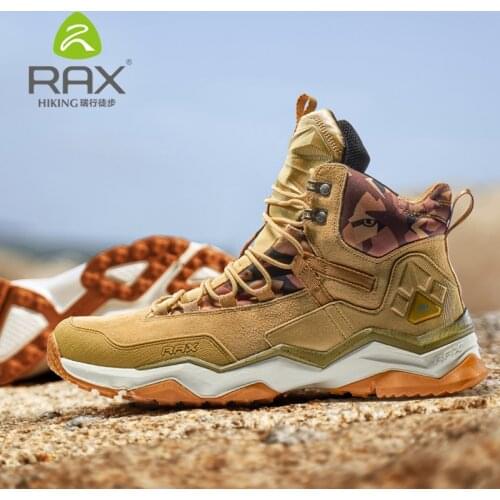RAX Men New Outdoor Hiking Boots Genuine Leather Sports Shoes Waterproof Hiking Shoes Anti-Slip Mountain Boots 63-5B370