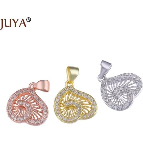 Trendy vintage Heart Flower Charms For Jewelry Making Copper Zirconia Jewelry Findings Pendant Charm DIY Bracelet Necklace bedel