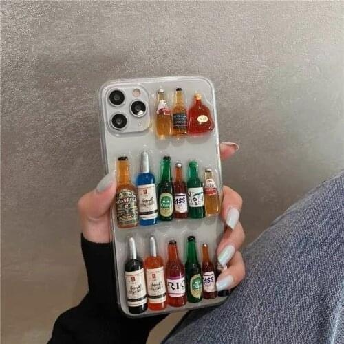 Best Gift for Men Fun Alcohol Bottles Creative Case for iPhone 12 11 Pro XS Max XR X 7 8 Plus 12mini Creative Silicone Cover