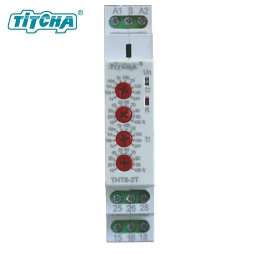 TITCHA THT8-2T Double Delay on Timer Relay AC230V OR AC/DC12V-240V DPDT Relay Din Rail Type Time Delay Relay