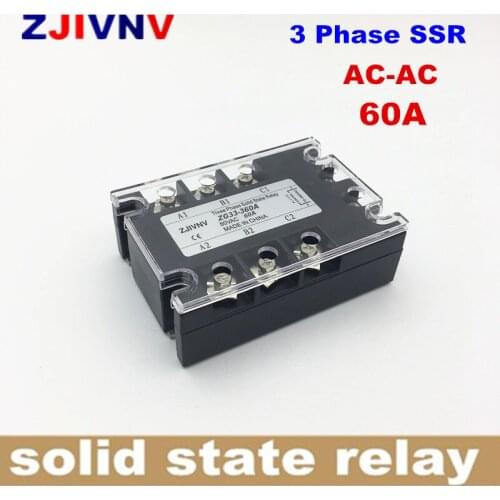 Three phase solid state relay AC-AC 60A 3 PHASE SSR 60AA 70-280VAC Control 90-480vac ac solid state relay ZG33-360A