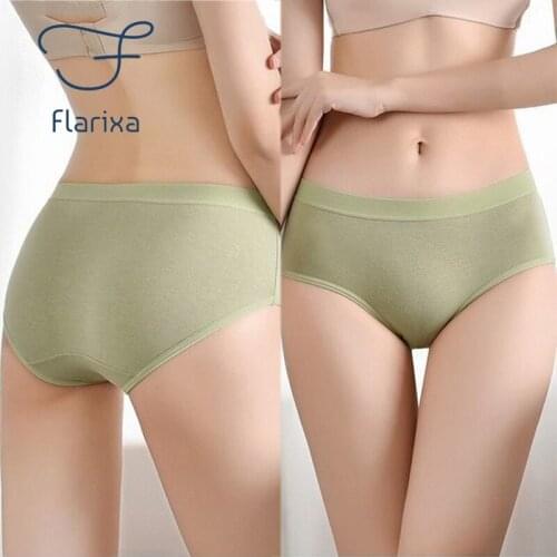 Flarixa 3PCS Seamless Womens Panties Sweet Solid Color Breathable Thong Mid Waist Girls Briefs Comfortable Large Size Underwear