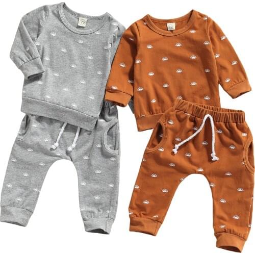 Citgeett Spring Infant Baby Girls Boys Casual Clothes Set Long Sleeve Pullover and Elastic Waist Pants Autumn Clothes Set