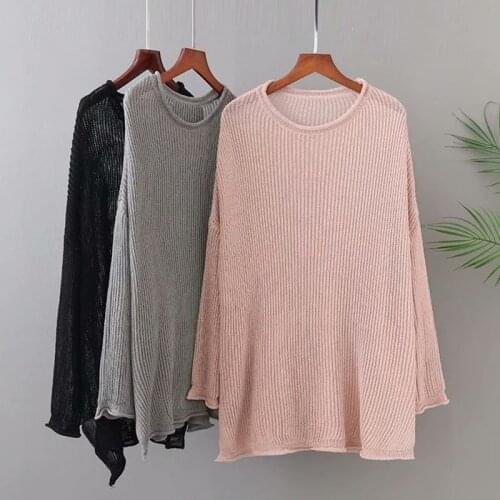 Plus Size Knit Shirt For Women Long Sleeves Round Collar Minimalism Knit Sweater Large Size Quality Looser Early Autumn New Tops