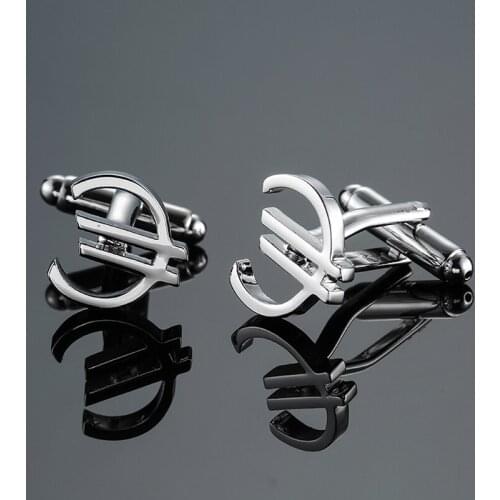 DY New high quality brass material silvery euro symbol Cufflinks fashion Mens French shirt Cufflink free shipping