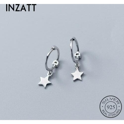 INZATT Real 925 Sterling Silver Star Cross Beads Heart Pendant Hoop Earrings For Women Party Prevent Allergy Trendy Fine Jewelry