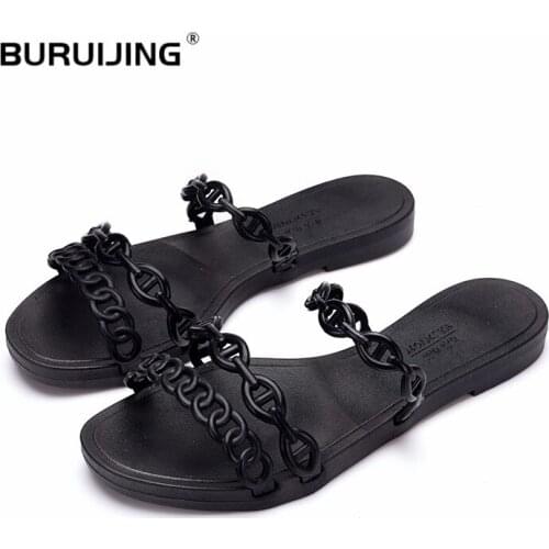 Women H Slippers 2020 New Fashion Outdoor Crystal Slippers Wear Flat Flip-flops H Flat Slippers Women Shoes The Best Quality