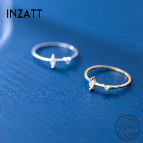 INZATT Real 925 Sterling Silver Zircon Round Cross Adjustable Ring For Women Fine Jewelry Hiphop Minimalist Accessories