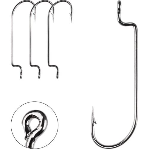 100pcs/lot Narrow Crank Fishing Hooks Sea Fishing hook High quality Crank Hook for Soft Worm Bait Crankbait Fishing 6#- 5/0