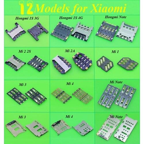 12 Models for Xiaomi 1 2 2S 2A 3 4 Note for Hongmi note 1s 3G 4G Memory SD SIM Card Reader Holder Connector/SIM Card Core