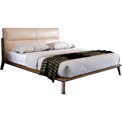171212H52 Original Nordic style Modern Simple Asho solid wood with stable ranked skeleton soft bed-rest large bed frame