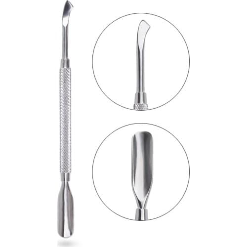 2 Way Nail Cuticle Pusher Dead Skin Remover Professional Stainless Steel Double Head Cut Manicure Spoon Nail Care Tools