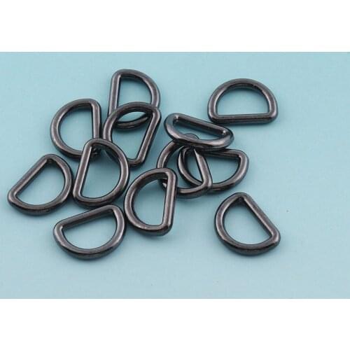 30pcs 9mm Mini Metal D Rings Gunmetal d Buckles Flat D Rings Belt Strap Buckles Bag notions Strong D rings