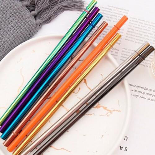 300Pcs Reusable Metal Drinking Straws 304 Stainless Steel Sturdy Straight Drinks Straw Kawaii Colorful Environmental Protection