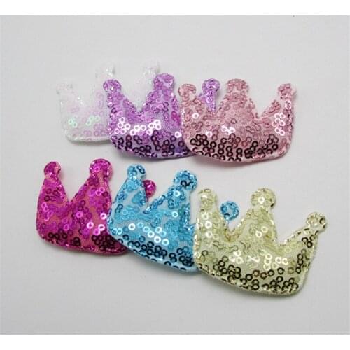 5.5*4.5cm Sequin Crown Padded Applique DIY Childrens Headwear Accessories for Clothes Sewing Supplies DIY Craft Decoration