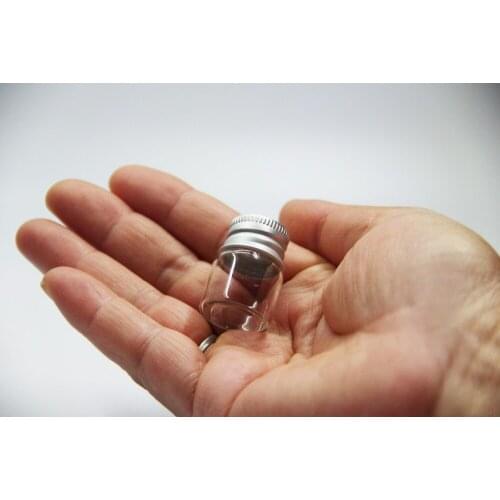 50pcs 22*30mm Mini Clear Glass Bottles with Screw Top Cap Empty Jars Vial Candy Vanilla Pill Food Perfume Bottle Metal Cap Jars