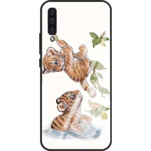 Little tiger playing For Samsung A21S A20e A10 A20 A30 A50 A70 A31 A51 A71 A12 A52 A72 A32 Tempered Glass Case