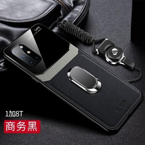 For OnePlus 8T Case Luxury Leather+hard PC With Stand Ring protective Back Cover Case for one plus 8t oneplus8T 1+8T phone shell