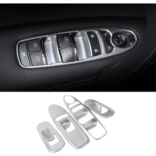 ABS Chrome Car Door Armrest Panel Window Switch Lift Buttons Cover Trim For Nissan Patrol Y62 2013-2018 Interior Accessories