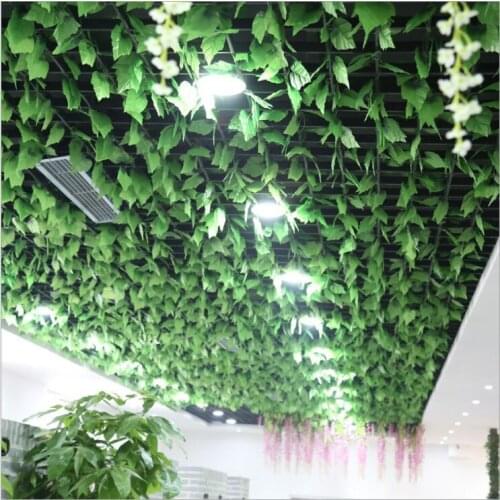 Wholesale-12PCS like real artificial plastic grape leaf garland faux vine Ivy Indoor /outdoor home decor wedding flower green
