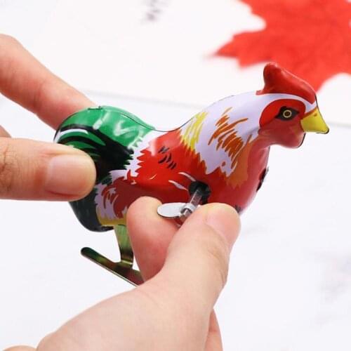 Classic Metal Chicken Clockwork Toy Vintage 1980s Memory Collection Crafts Wind Up Toys Children Gift