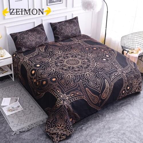 ZEIMON Bronzing Mandala 3D Bedding Sets Duvet Cover Queen/king Size Bohemian Luxury Bedclothes Home Decoration