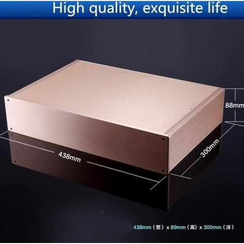 KYYSLB 2U 438-88-300MM All Aluminum Profile Amplifier Chassis Diy Box Enclosure CNC Machining Amplifier Case Circuit Board Shell