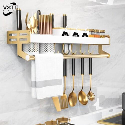 Punch-free Kitchen Organizer Accessories Kitchen Shelf Storage Rack Knife Rest Wall Mounted Multi-function Shelves for Kitchen