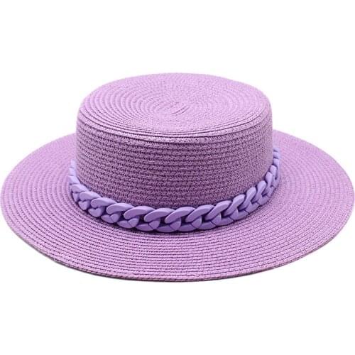 Summer Sun Hats Women Man Straw Hat Seaside Vacation Beach Flat Top Panama Fedora Hat Elegant Lady Braided Breathable Visors Hat